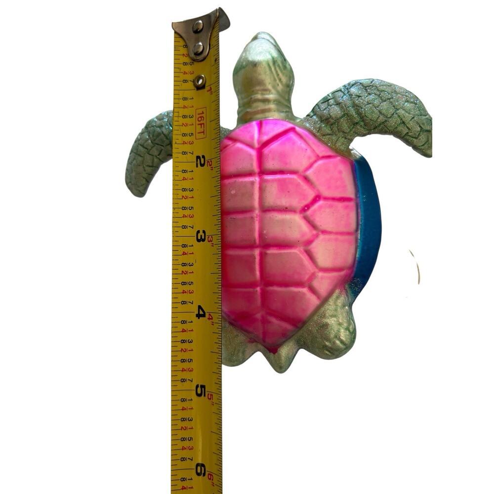 Glass Sea Turtle Ornament Blue Green Pink Sea Turtle Ornament Sea Life Ocean - Picture 7 of 8